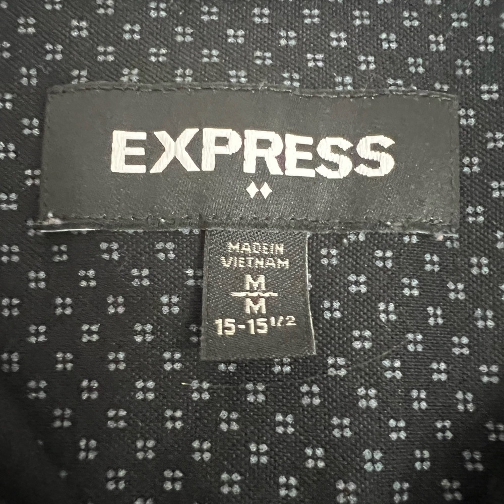Express Men’s Button Down Black Patterned Long Sl… - image 4
